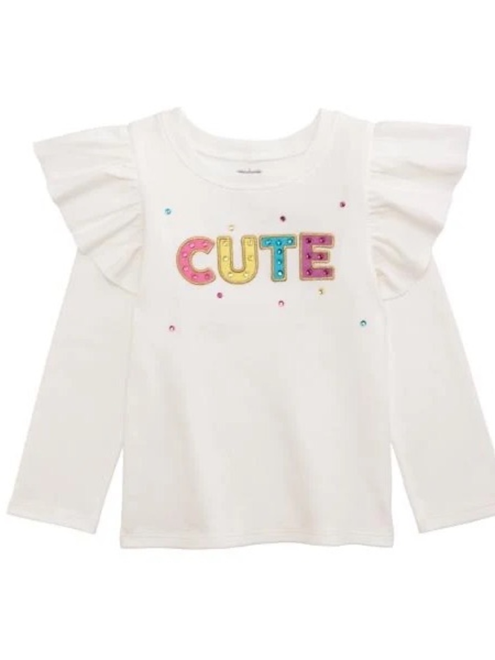 NEW Mud Pie Girls Flutter Sleeve “CUTE” Flutter Sleeve Shirt 2T-3T